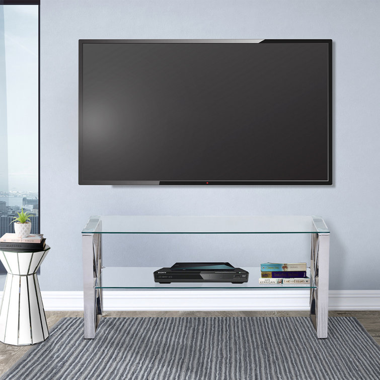 Silver chrome store tv stand